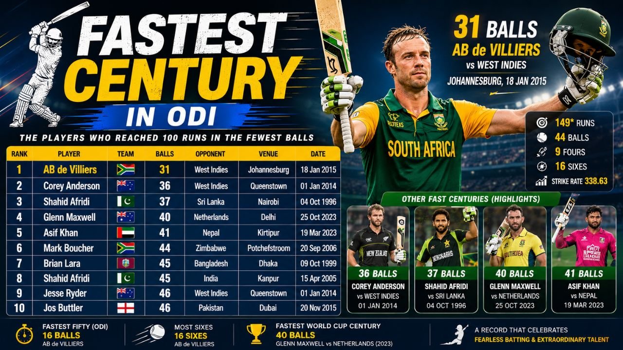 fastest century in odi