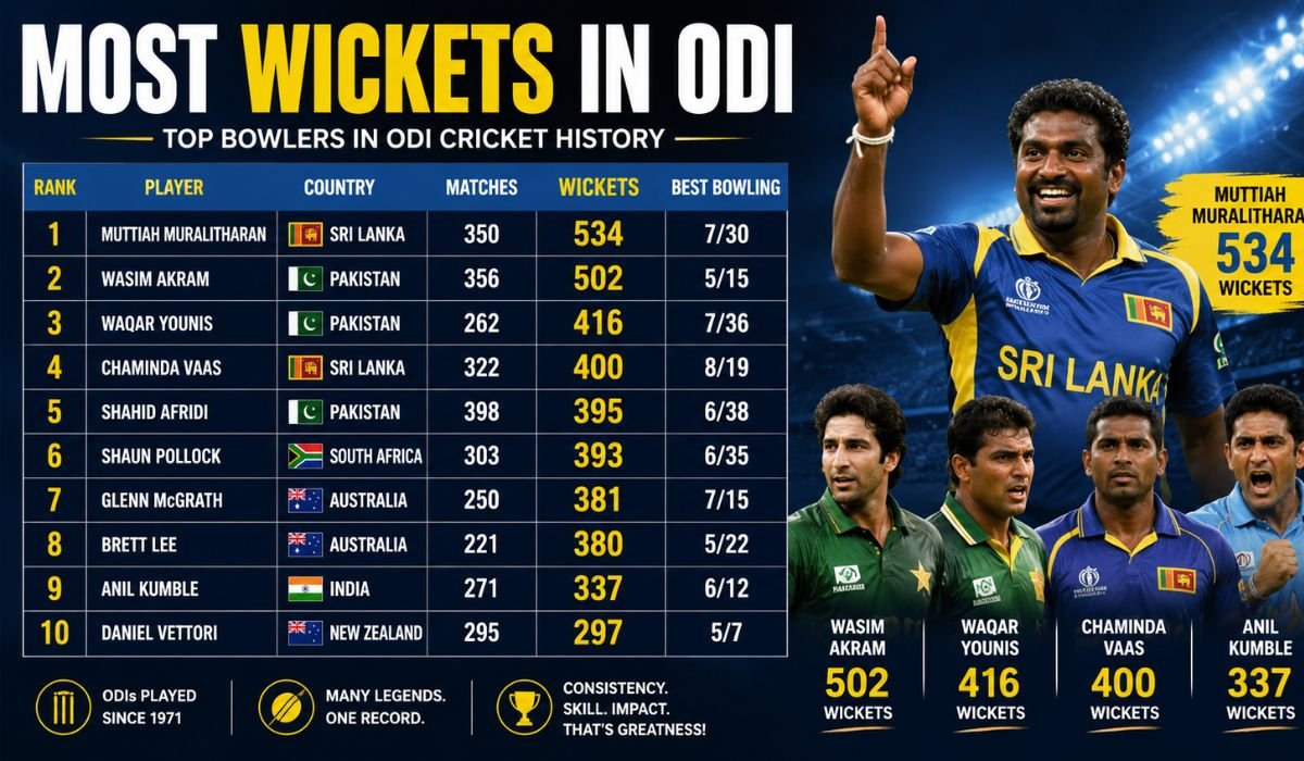 most wickets in odi