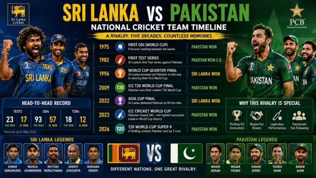 Sri Lanka National Cricket Team vs Pakistan National Cricket Team Timeline: Complete History 